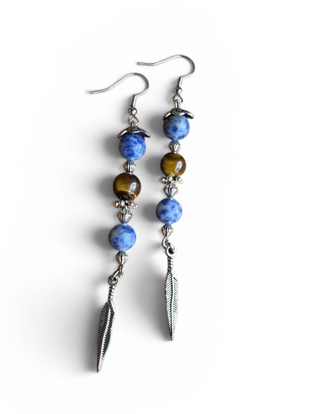 Handmade Nature-Inspired Boho Feather & Bead Earrings